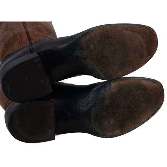 James Leddy Vintage Cowboy Boots Custom Handmade Monogram Inlay Womens 6.5 or 7 - Picture 9 of 13